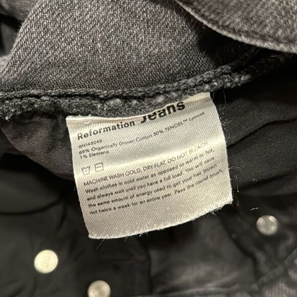 Reformation Black Button Fly High Rise Slim Skinny Jeans Women’s 25 - Picture 7 of 7